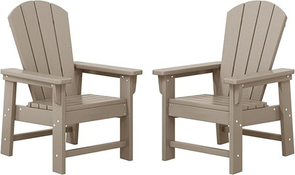WestinTrends Malibu Kids Outdoor Adirondack Plastic Patio Chair (Set of 2), Weathered Wood