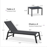 PURPLE LEAF 6-Piece Outdoor Chaise Lounge Oversized Pool Lounge Chairs with Easy-to-Move Wheels and Adjustable Backrest - Photo 8