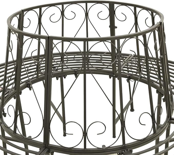 Silver Grey Steel 63 Inch Diameter Outdoor Round Tree Bench for Garden Patio Seating Accommodates Six Individuals