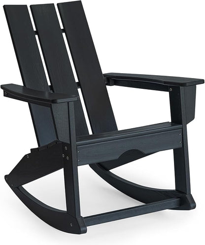 PROHIKER Adirondack Rocking Chair, HDPE All Weather Outdoor Patio Chair with High Backrest and Footboard, Indoor Adirondack Rocker for Lawn Garden Porch Backyard, Black