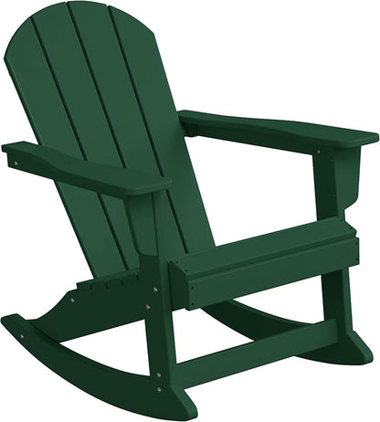 WestinTrends Malibu Outdoor/Patio Poly Adirondack Rocking Chair, Dark Green
