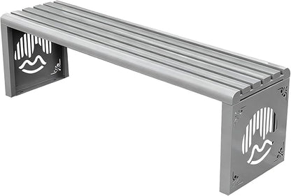 Heavy Duty Outdoor Benches Weatherproof Galvanized Steel Park Benches Slats Design Metal Garden Chair Commercial Street Furniture for School Porch Entryway Lawn(Light Gray,120cm(47.24in))