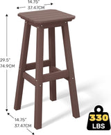 Costaelm 29" Height Outdoor Bar Stools, All-Weather Bar Stools, Adirondack Poly Patio Square Bar Stool for Patio, Deck - Photo 3