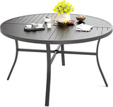 HERA'S HOUSE 54" Outdoor Patio Round Dining Table with Umbrella Hole, Metal Steel Frame for Backyard Lawn Balcony Deck - Photo 1