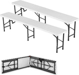 6 Feet Folding Bench Seat Plastic Portable with Metal Legs, Outdoor Rustic Practical Bench w/Handle & Lock - Photo 1