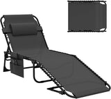 EBE Outdoor Lounge Chair Set of 2, Portable Patio Sun Tanning Chair with 4-Position Reclining Back - Photo 8