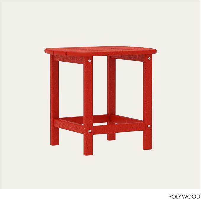 POLYWOOD SBT18SR South Beach 18" Outdoor Side Table, Sunset Red