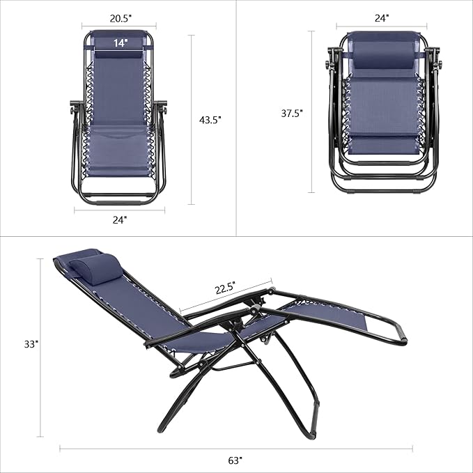 Devoko Patio Zero Gravity Chair Outdoor Folding Adjustable Reclining Chairs Pool Side Using Lawn Lounge Chair with - Photo 3