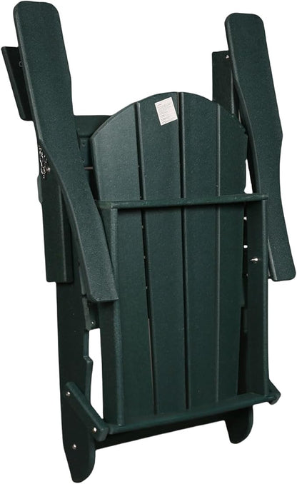 Folding Adirondack Chair, All-Weather Fire Pit Chairs, Oversized All Weather Resistant Outdoor Adirondack Chair for Firepit Area BBQ Beach Deck Garden Lawn Backyard Pool (Dark Green)