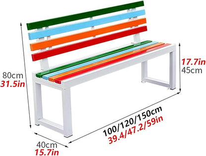 Outdoor Metal Garden Bench Seat, Park Benches with Anti-Rust Aluminum Steel Metal Frame, Slatted Seat, Patio Loveseat for Yard, Lawn, Porch, Choice of Colours(Pink,B-47.2 * 15.7 * 31.5")