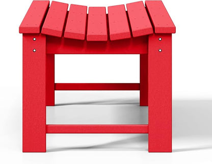 WestinTrends Malibu Outdoor Bench, All Weather Resistant Poly Lumber Backless Patio Garden Bench, Adirondack Curved Bench Seat for Comfort, Red