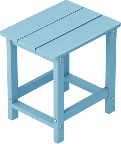 MXIMU Outdoor Side Table for Patio: 16" HIPS Weatherproof Adirondack Table - Small End Tables for Outside Porch Deck Pool Balcony Backyard - Easy Assembly No Maintenance Blue