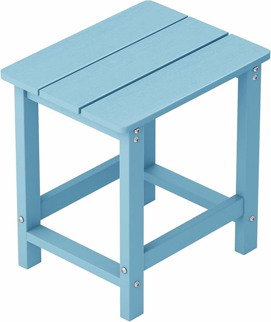 MXIMU Outdoor Side Table for Patio: 16" HIPS Weatherproof Adirondack Table - Small End Tables for Outside Porch Deck Pool Balcony Backyard - Easy Assembly No Maintenance Blue