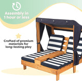 KidKraft Wooden Outdoor Double Chaise Lounge with Cup Holders, Kid's Patio Furniture - Photo 5