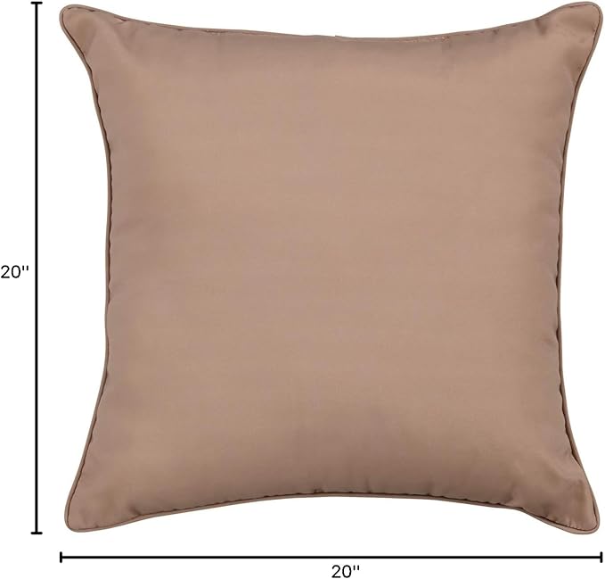 BrylaneHome 20" Square Throw Pillow - Patio & Outdoor - Water, Stain & Fade Resistant - Khaki - Photo 7
