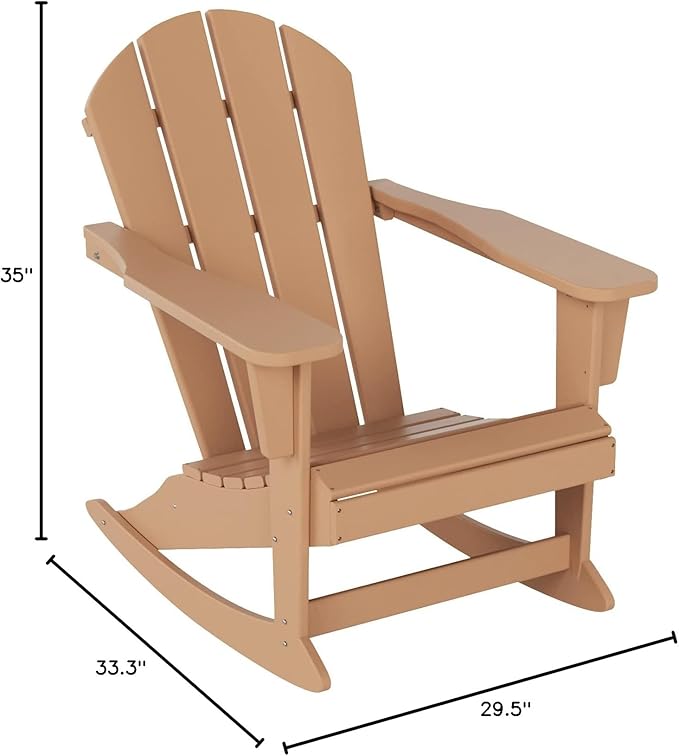 WestinTrends Malibu Outdoor/Patio Poly Adirondack Rocking Chair, Teak