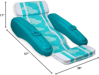 XtremepowerUS Water Pool Padded Floating Chaise Lounger Large for Adults with Headrest, Backrest, Footrest & Cupholder