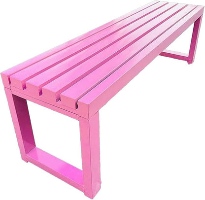 Metal Garden Bench, Outdoor Benches Weatherproof, 2-3 Person Park Patio Bench, Front Porch Backless Seat Chair, for Balcony Yard Entryway, Easy Assembly(Pink,120cm/47.2in)