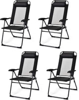 Giantex Set of 4 Patio Dining Chairs, Folding Lounge Chairs with 7 Level Adjustable Backrest, 300 Lbs Capacity - Photo 1