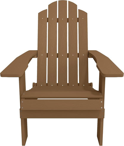 MXIMU Folding Adirondack Chair for Outdoor: Easy to Assemble and Comfortable Adirondack Chairs - All Weather Composite Plastic Chair for Outside Fire Pit Patio Lawn Garden Backyard Use(Teak)