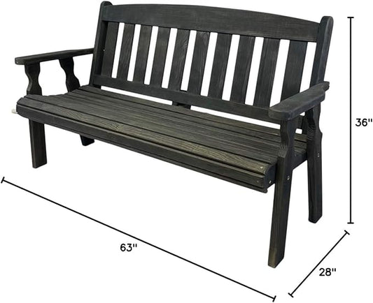 Amish Casual Outdoor Heavy Duty 800 LB Mission Pressure Treated Garden Bench(5 Foot, Semi-Solid Black Stain)