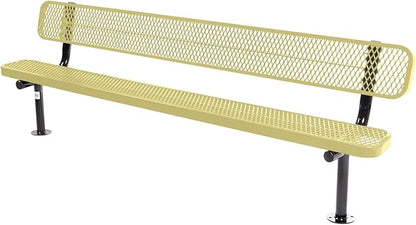 COATEDOUTDOORFURNITURE Coated Outdoor Furniture Heavy-Duty Outdoor Bench Thermoplastic Coated, Expanded Metal, Commercial-Grade Seating, Made in America (Surface with Back, 8 Ft, Textured Sandstone)