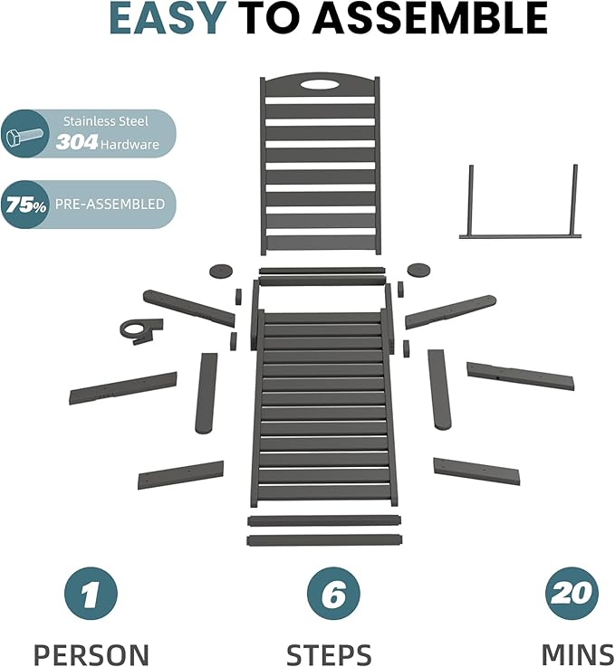 Domi Outdoor Chaise Lounge Chairs Set of 6 - Photo 7
