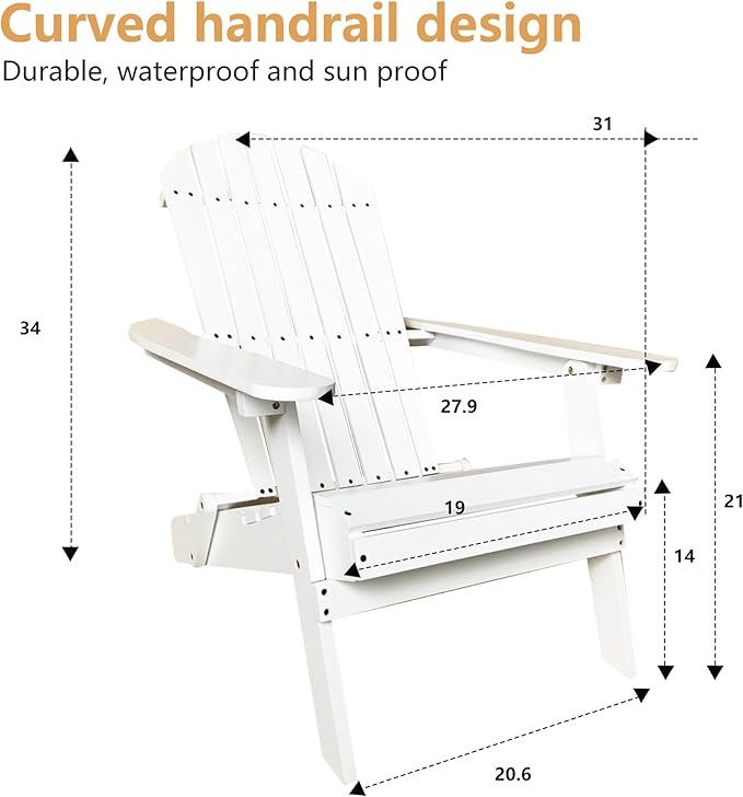PayLessHere Adirondack Chairs, Weather Resistant Patio Chairs with Pinewood Wooden Textured for Patio Lawn Garden - Photo 3