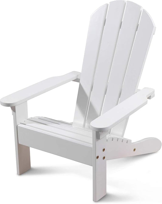 KidKraft Wooden Adirondack Children's Outdoor Chair, Kid's Patio Furniture, White, Gift for Ages 3-8