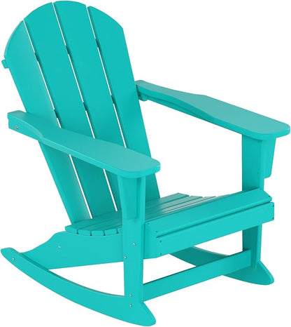 WO WESTIN OUTDOOR HDPE Laguna Outdoor Rocking Poly Adirondack Chair, Turquoise