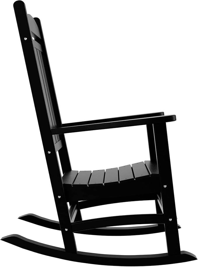 WestinTrends Malibu 3-Piece Set Outdoor/Patio Rocking Chairs with a Side Table (2 Seater), Black