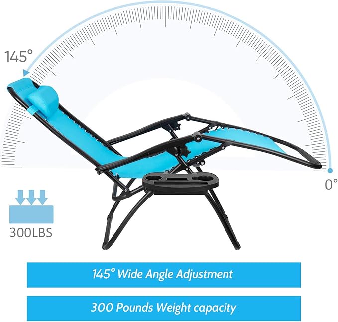Flamaker Patio Zero Gravity Chair Outdoor Folding Lounge Chair Recliners Adjustable Lawn Lounge Chair with Pillow for - Photo 5