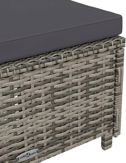 Adjustable Grey PE Rattan Outdoor Chaise Lounge 79.1x26.4x11.2 in for Patio, Garden or Balcony, Powder-Coated Steel Frame Sun Lounger with Thick Cushion for Poolside Relaxation