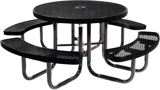 COATEDOUTDOORFURNITURE Heavy-Duty Portable Outdoor Picnic Table with Umbrella Hole - Photo 1