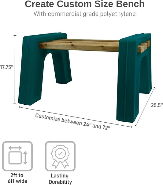 RTS Home Accents Custom Length Lightweight Indoor or Outdoor Backless Bench Ends, (Wood & Screws Sold Separately), Kentucky Green
