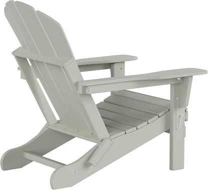 Costaelm Folding Patio Chairs Set of 2, Hdpe Adirondack Chairs Front Porch Furniture Outdoor Seating, All Weather Tanning Chair for Backyard Firepit Garden Lawn, Sand