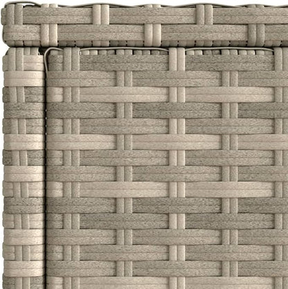 Light Grey and Black Rectangular Garden Side Table with Tempered Glass Top and Adjustable Feet, UV Resistant Poly Rattan Frame for Patio Balcony Outdoor Furniture, Compact