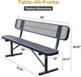 4 ft Outdoor Park Bench – Heavy-Duty Steel Frame & Rust-Resistant Thermoplastic Coating, Suitable for Gardens - Photo 2