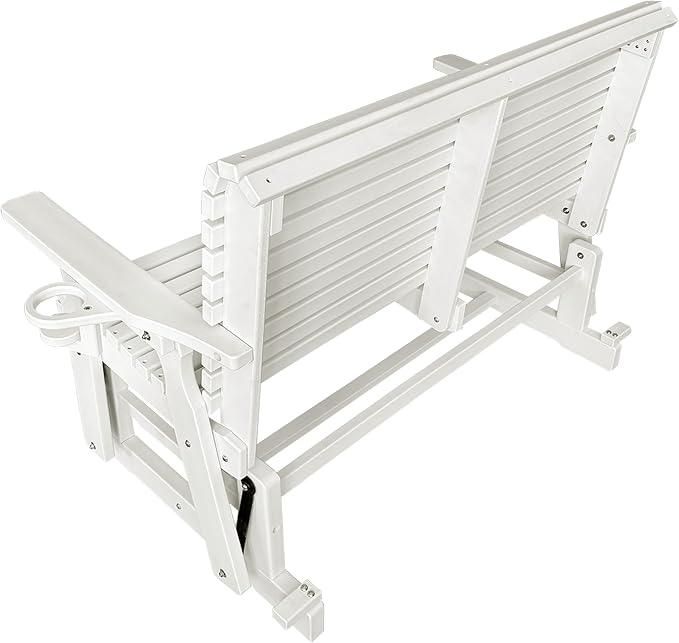 HDPE Patio Glider, Poly Lumber Weather-Resistant Outdoor Glider Bench, for Patio, Porch, Yard (Ivory White, 2-Seater)