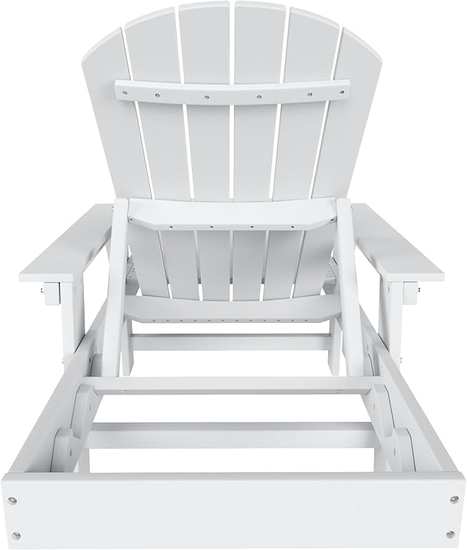 WestinTrends Dylan HDPE Outdoor Patio Poly Adirondack Reclining Chaise Lounge with Arms, White