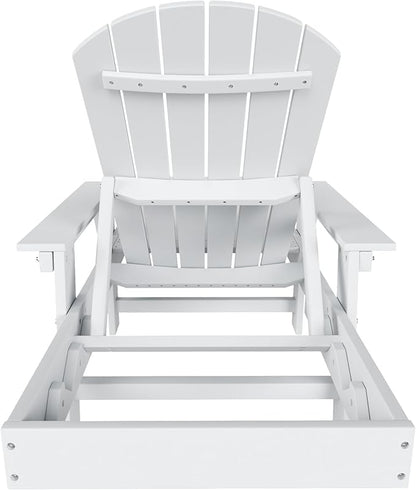 WestinTrends Dylan HDPE Outdoor Patio Poly Adirondack Reclining Chaise Lounge with Arms, White