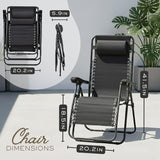 2-Pack Adjustable Zero Gravity Lounge Chair with Steel Mesh Fabric: Reclining Lawn Chair Featuring Comfort Pillow - Photo 2