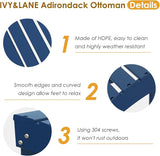 IVY&LANE Outdoor Adirondack Ottoman | Folding | HDPE | Blue | All Weather - Photo 5