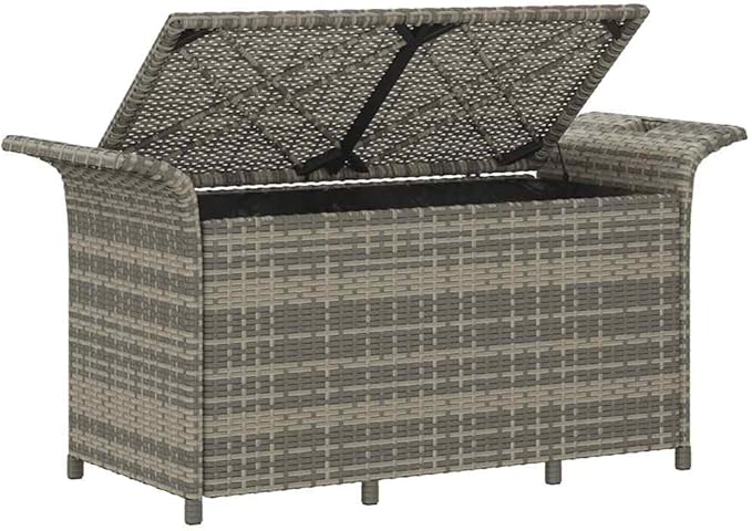 Garden Bench Grey Polyethylene Rattan Medium Garden Bench Yard Patio for Courtyard