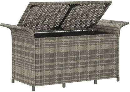 Garden Bench Grey Polyethylene Rattan Medium Garden Bench Yard Patio for Courtyard