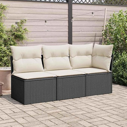 Modular Outdoor Garden Sofa with Removable Zippered Cover in Black and Cream White, Durable Powder-Coated Metal Frame for Patio Balcony