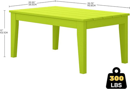 Costaelm Adirondack Outdoor Coffee Table, HDPE Drink Table Weather Resistant, Patio Porch Accent Balcony Table Outdoor End Table for Pool, Seaside, Backyard, Lime