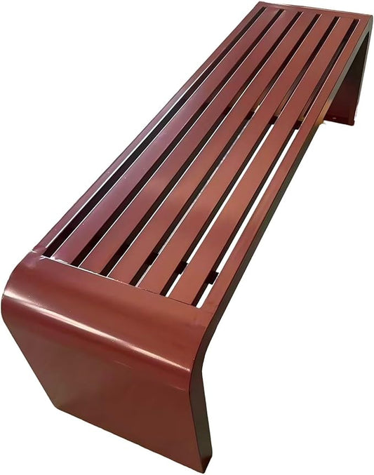 Garden Bench Backless, Patio Benches for Outdoors 100/120/150/180 Cm Outside Bench Seat Iron Steel Frame, Weatherproof Park Benches for Entryway Lawn Yard Balcony Decor(Coffee,100 cm/39.37 in)