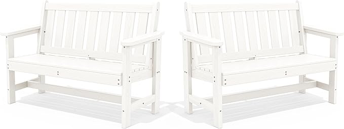 SERWALL Outdoor Bench, HDPE Outdoor Benches Weatherproof, 2-Person Garden Bench with 660 lbs Weight Capacity - Photo 1