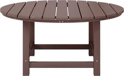 WestinTrends Malibu Low Outdoor HDPE Round Patio Coffee Table, Dark Brown